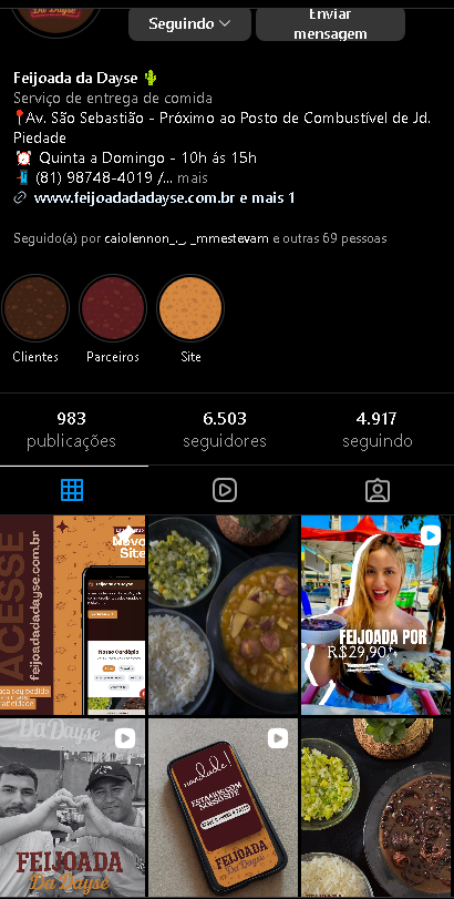 Instagram da Feijoada da Dayse